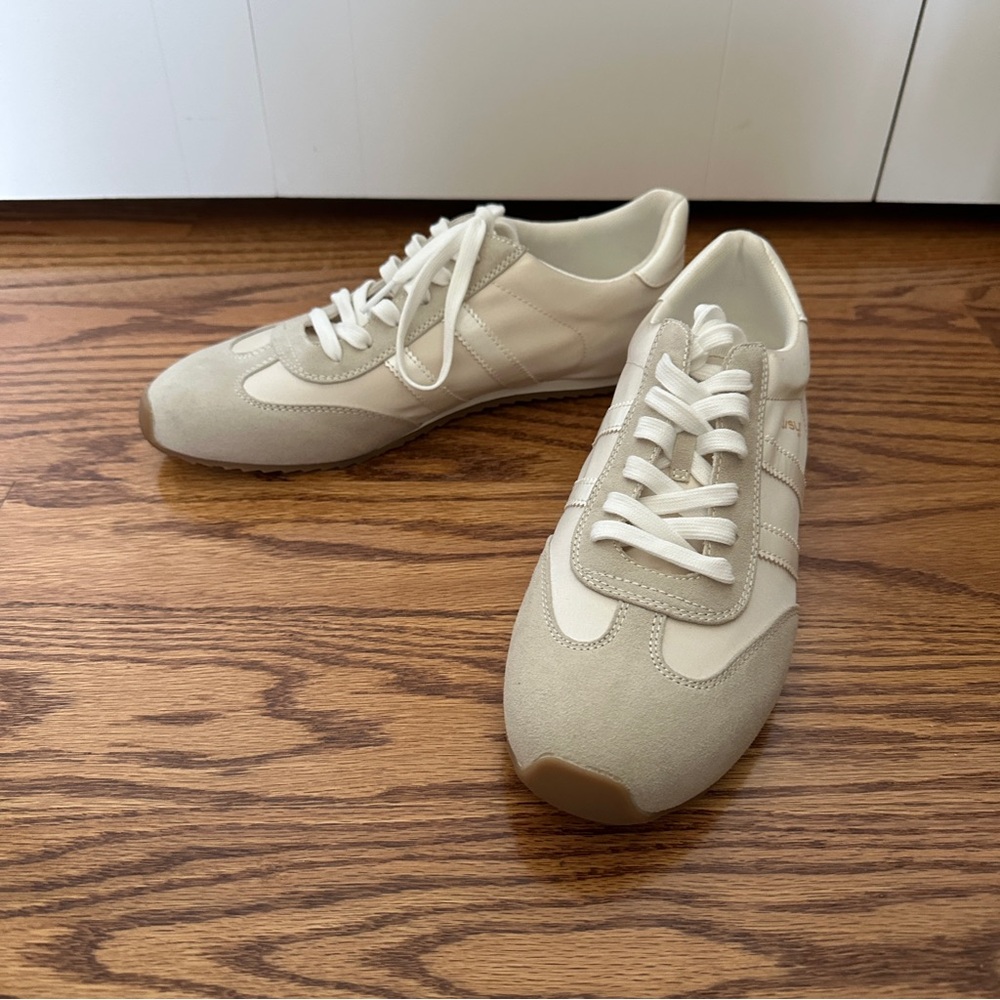 NEW J/Slides Peggy Beige/White Nylon Womens' Sneakers, Sz 9.5M